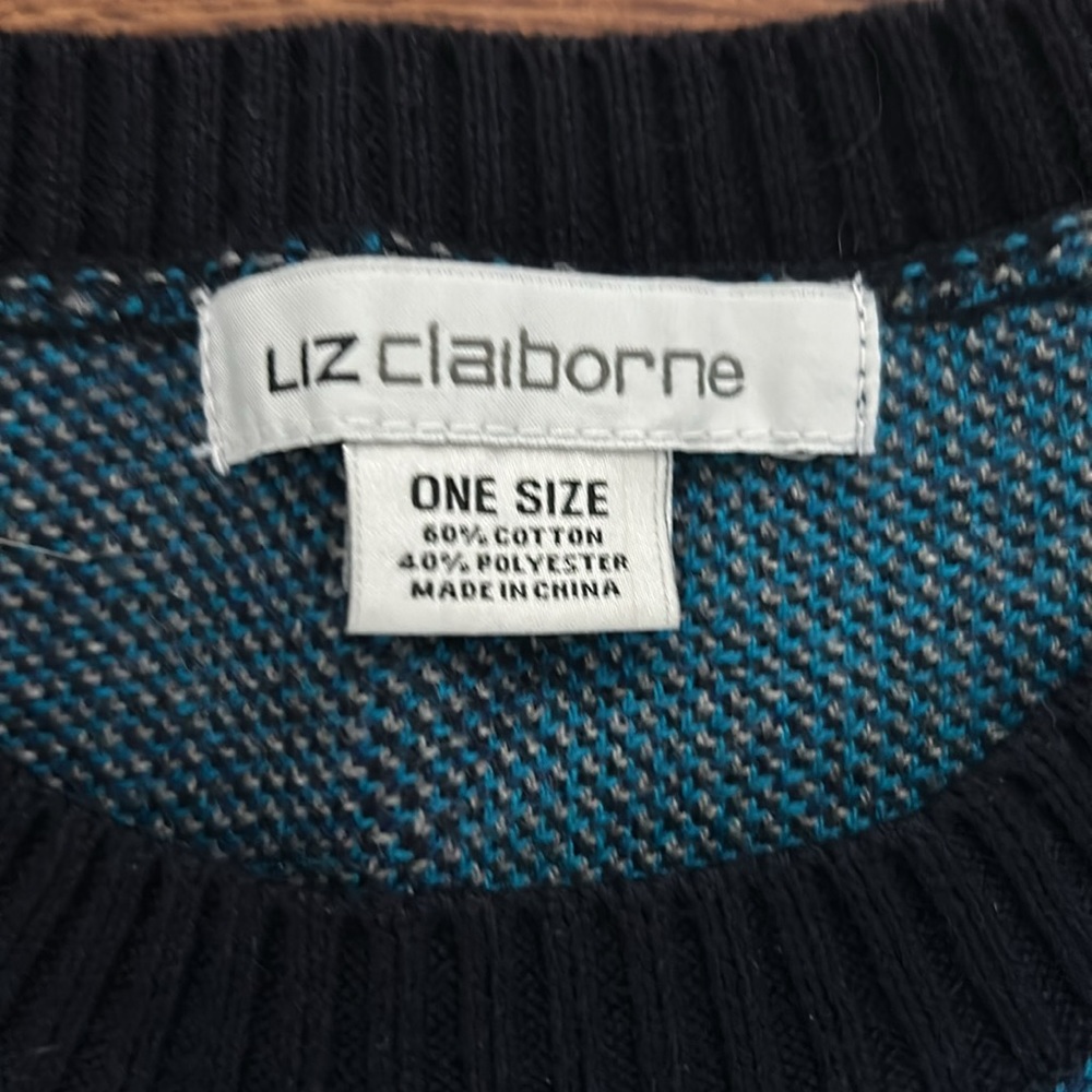 Liz Claiborne blue plaid poncho one size - Picture 2 of 3
